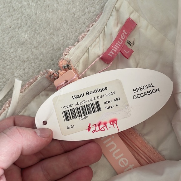 NWT Minuet Strapless babydoll Dress with embellished bust - Picture 5 of 11